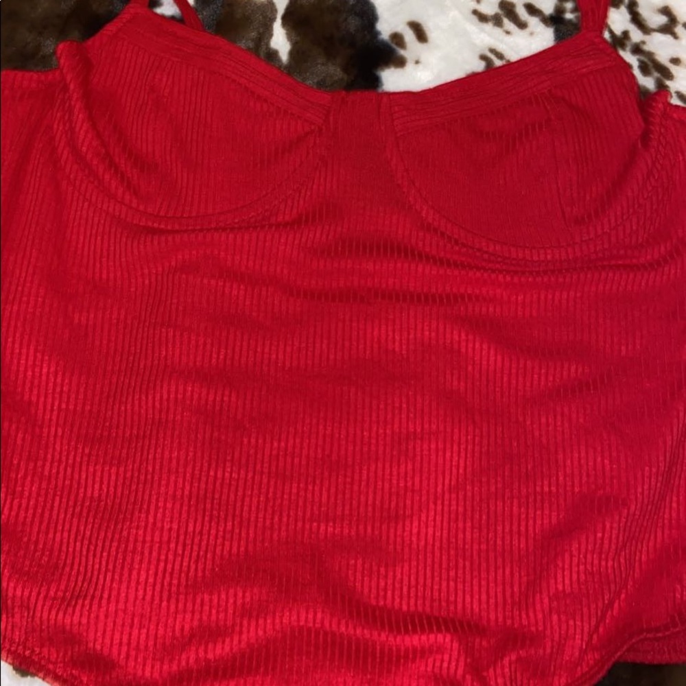 Red bustier bodysuit